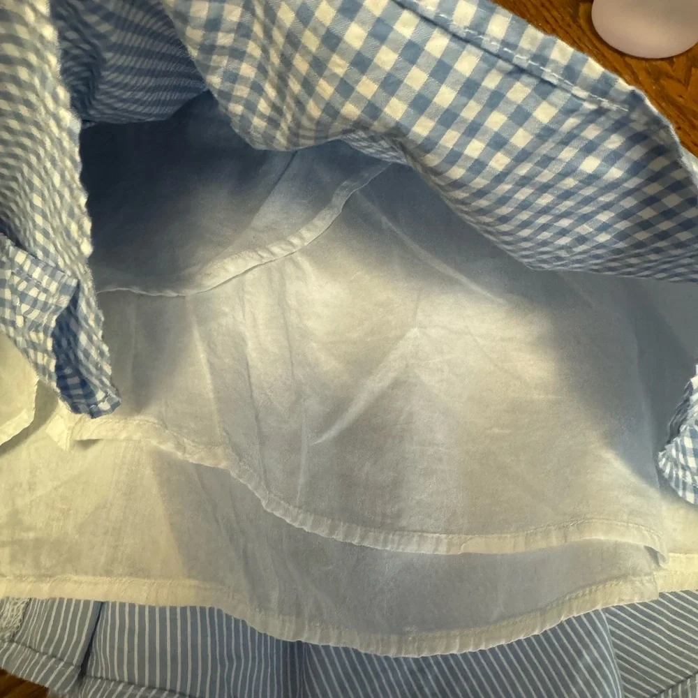 American Eagle NWT XS (S good) light blue white wrap lined  country mini skirt - Picture 4 of 6